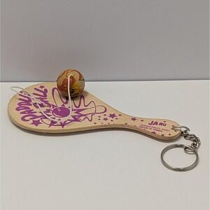 Wooden Paddle Ball Game w/ Rubber Ball Keychain Classic Retro Toy 4.5"